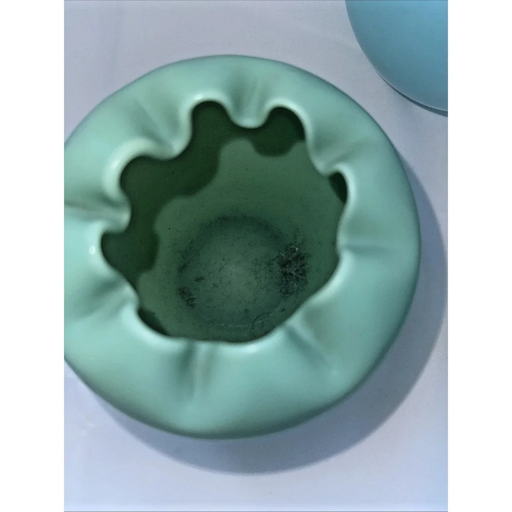 Vintage Blue Satin Rose Bowls, Lot Of 3